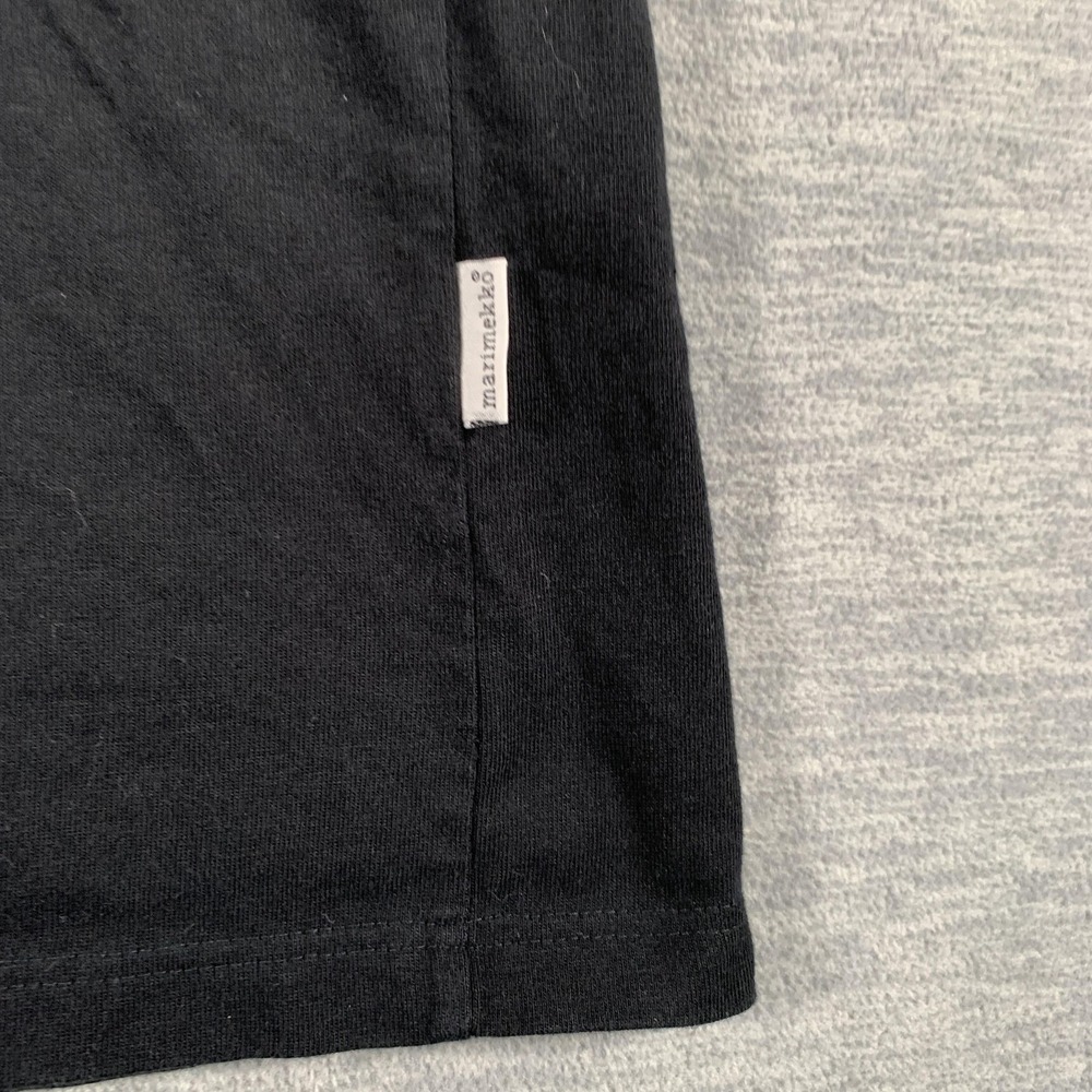 Marimekko Shirt Mens Medium Black Abstract Graphic Made Finland Tee Cotton - Picture 13 of 14